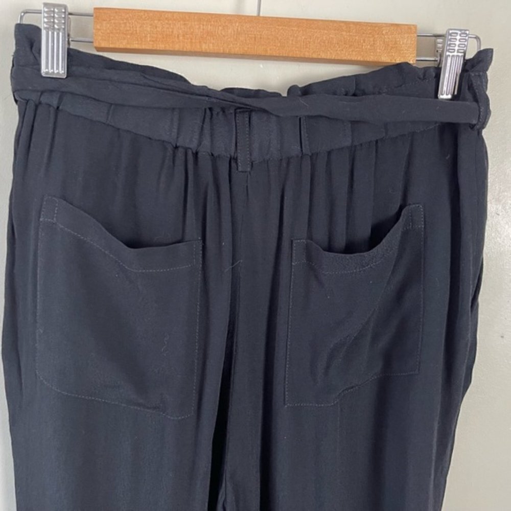 Womens Anthropologie Cartonnier Black Paperbag Tapered Leg Crepe Pants pockets - Picture 6 of 13